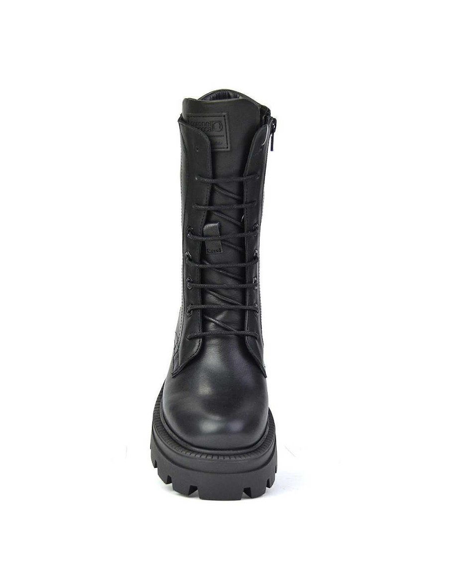 Mujer Coronel Tapiocca Botas Planas Mujer|Botas Con Cordones Mujer|Botas Montana Mujer | C1298-11 Negro