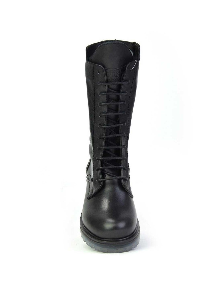 Mujer Coronel Tapiocca Botas Planas Mujer|Botas Con Cordones Mujer|Botas Montana Mujer | C1300-11 Negro